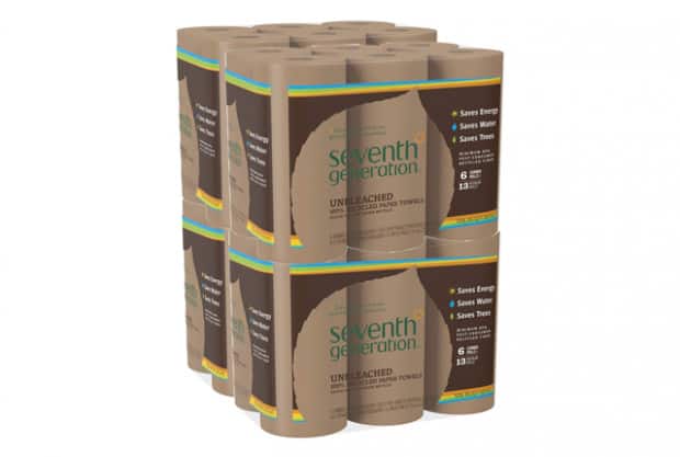 Seventh Generation Unbleached Paper Towels, 100% Recycled Paper, 6 Count 