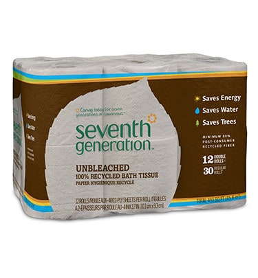 Seventh Generation Unbleached Toilet Paper, Bath Tissue, 100% Recycled Paper, 12 Count