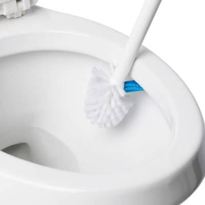 Brush under toilet rim