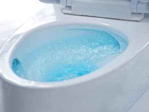 water flushing on toilet